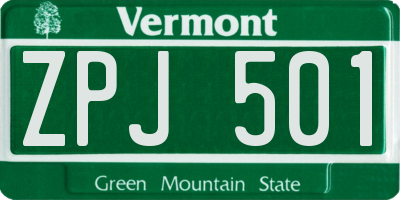 VT license plate ZPJ501