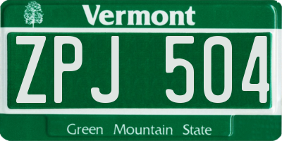 VT license plate ZPJ504