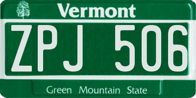 VT license plate ZPJ506