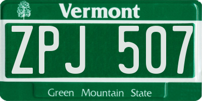 VT license plate ZPJ507