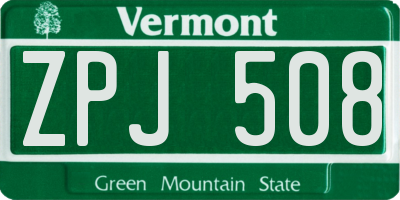 VT license plate ZPJ508
