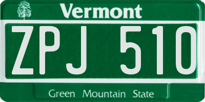 VT license plate ZPJ510