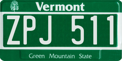 VT license plate ZPJ511