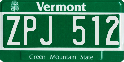 VT license plate ZPJ512
