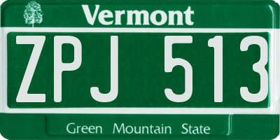 VT license plate ZPJ513