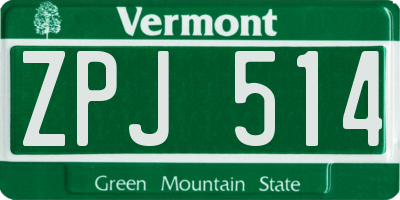 VT license plate ZPJ514