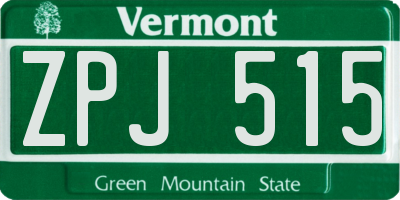 VT license plate ZPJ515