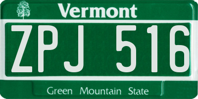 VT license plate ZPJ516