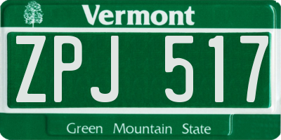 VT license plate ZPJ517