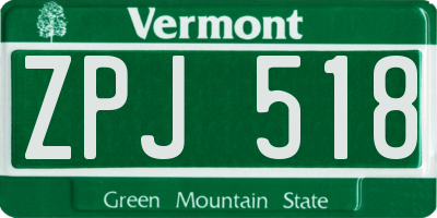 VT license plate ZPJ518
