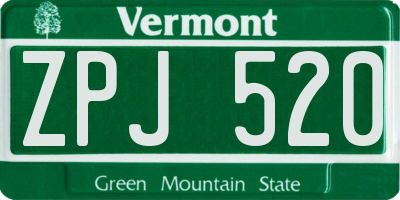 VT license plate ZPJ520