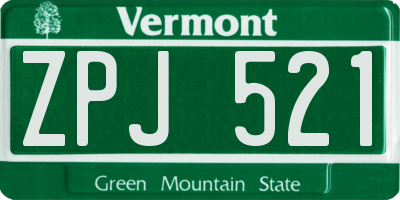 VT license plate ZPJ521