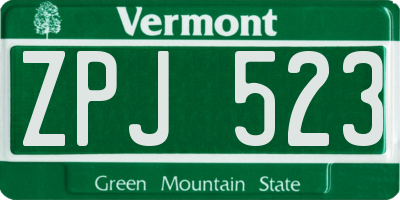 VT license plate ZPJ523