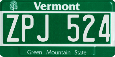 VT license plate ZPJ524