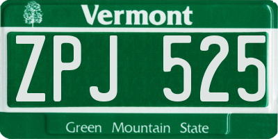 VT license plate ZPJ525