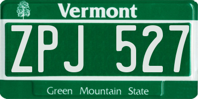 VT license plate ZPJ527