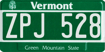 VT license plate ZPJ528