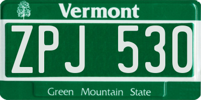 VT license plate ZPJ530