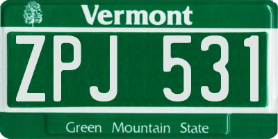 VT license plate ZPJ531