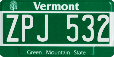 VT license plate ZPJ532