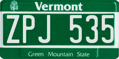 VT license plate ZPJ535