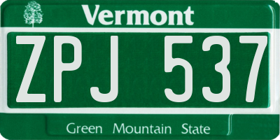 VT license plate ZPJ537