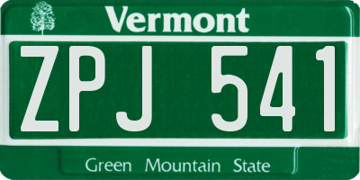 VT license plate ZPJ541