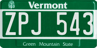 VT license plate ZPJ543