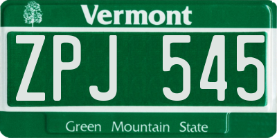 VT license plate ZPJ545