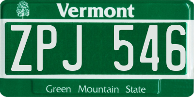 VT license plate ZPJ546