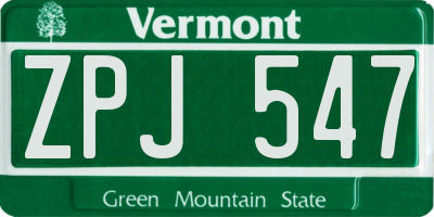 VT license plate ZPJ547