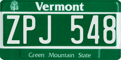 VT license plate ZPJ548