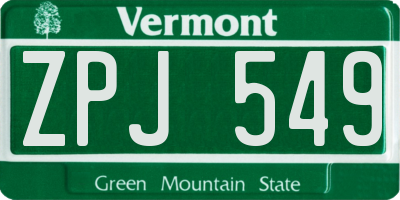 VT license plate ZPJ549