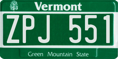 VT license plate ZPJ551