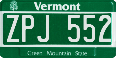 VT license plate ZPJ552