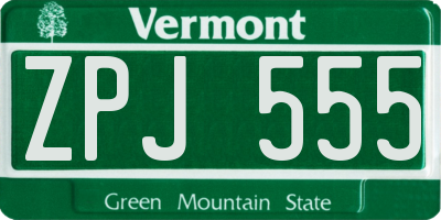 VT license plate ZPJ555
