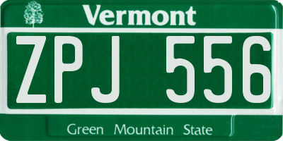 VT license plate ZPJ556