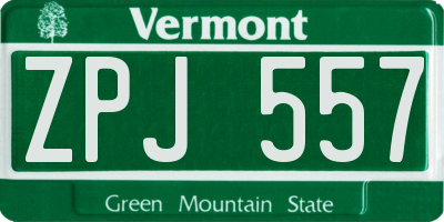VT license plate ZPJ557