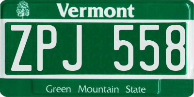 VT license plate ZPJ558