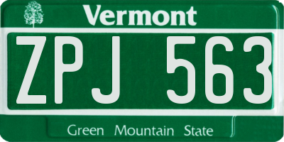 VT license plate ZPJ563