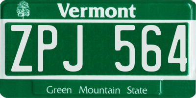 VT license plate ZPJ564