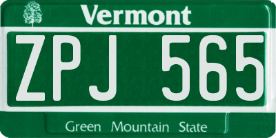 VT license plate ZPJ565