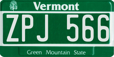 VT license plate ZPJ566