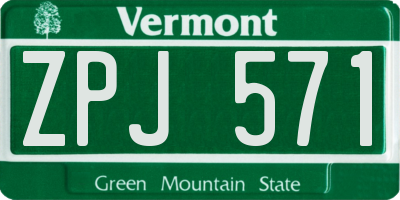 VT license plate ZPJ571