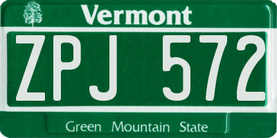 VT license plate ZPJ572