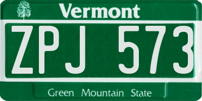 VT license plate ZPJ573
