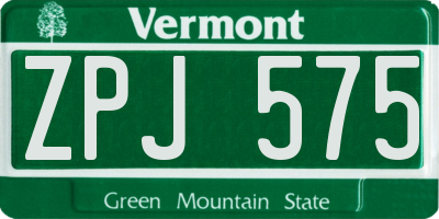 VT license plate ZPJ575
