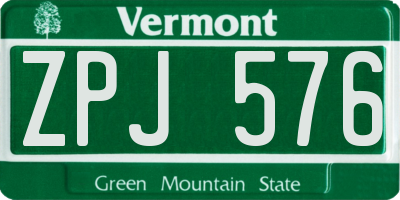 VT license plate ZPJ576