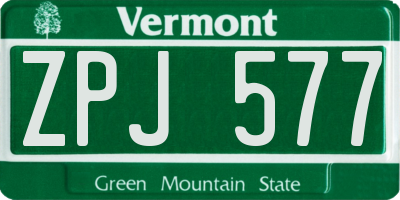 VT license plate ZPJ577