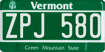 VT license plate ZPJ580